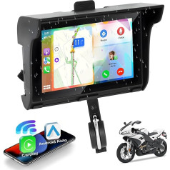 Podofo Portatīvais auto radio ar bezvadu A-pple Carplay/Android auto motocikliem, 5 collu Bluetooth ūdensnecaurlaidīgs motociklu ekrāns ar TF/USB/GPS/EQ motocikliem