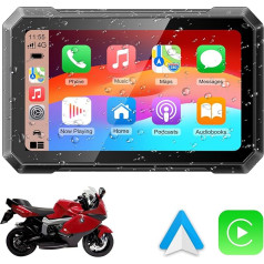 KAOLALI 7 collu bezvadu CarPlay pārnēsājamais motociklu navigators Auto Stereo IPX7 ūdensizturīgs skārienjutīgais ekrāns Motociklu GPS navigācija Apple Carplay un Android ar dubulto Bluetooth/Siri/Google Assistant