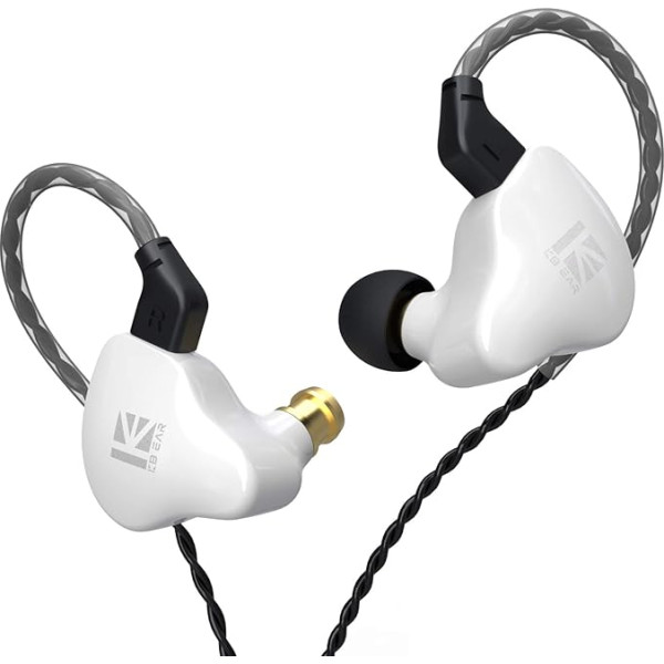 Yinyoo KBEAR KS1 HiFi In-Ear austiņas ar kabeli, 1DD dziļa basa trokšņu izolācija, sporta austiņu austiņas klēpjdatoram, Android tālrunim, datoram, MP3 atskaņotājiem u.c. (bez mikrofona, baltas KS1)