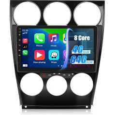 4G+64G CAMECHO Android 13 Autoradio mit Navi für Mazda 6 2004-2014,8Core丨9 Zoll Doppel Din Auto Radio Touch Display mit Carplay Android Auto Bluetooth FM/RDS Mirror Link DSP