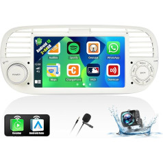 OiLiehu 2+64G Android 13 Autoradio 2din für FIAT 500 2007-2015 mit Wireless CarPlay Android Auto, 7 '' Bildschirm mit Navi Bluetooth GPS FM RDS WiFi SWC EQ HiFi + Rückfahrkamera, Silber