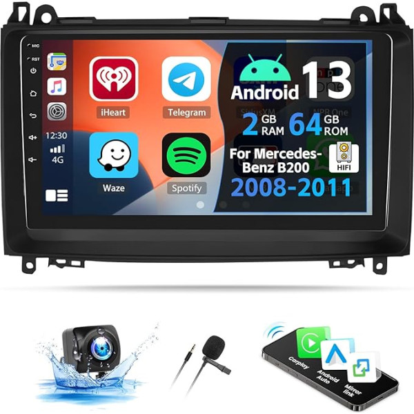 CAMECHO 2G+64G Android 13 Autoradio für Mercedes Benz Sprinter B200 W906 W639 AB Klasse W169 W245 2008-2011 Wireless Carplay Android Auto 9