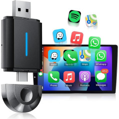 Hodozzy Wireless Auto CarPlay Adapter für iPhone, Plug & Play Wireless IOS CarPlay Adapter Dongle, 5,8 GHz WiFi Bluetooth Auto zu Wireless Verbindung zu Wired CarPlay Autos, piemērots autoradio ierīcēm