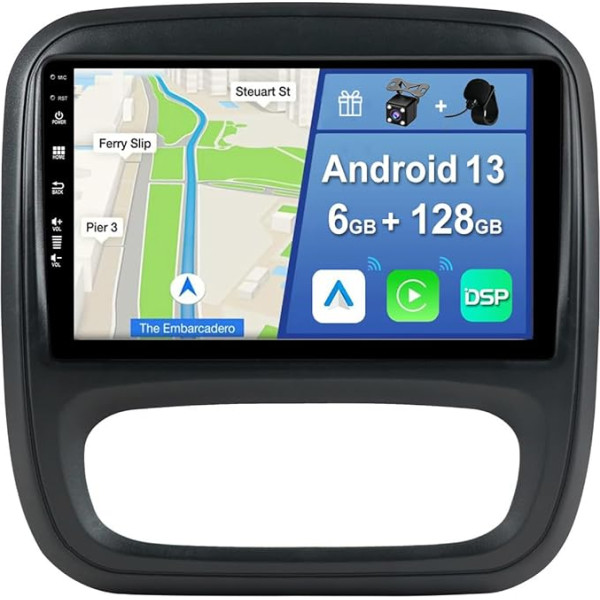 YUNTX [6GB + 128GB] Android 13 autoradio Renault Trafic/Opel Vivaro [Integrēts CarPlay/Android Car/DSP/GPS]-9 collu IPS Touch Screen CAM+MIC-DAB/Mirror Link/Bluetooth 5.0/AHD/360