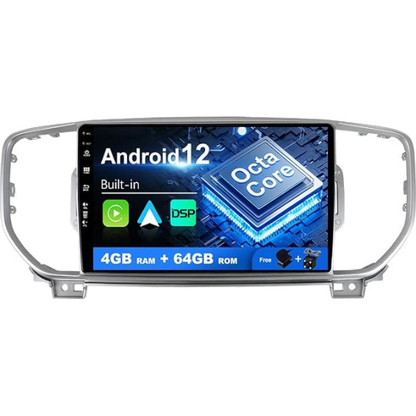 SXAUTO Android 12 IPS auto radio priekš KIA Sportage4 KX5 (2016-2018) - Iebūvēts Carplay/Android Car/DSP - LED kamera + MIC - 4G + 64G - DAB 360-CAM vadība no stūres rata - 2 DIN 9 collas