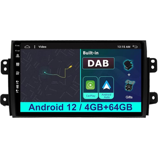 DAB+ Android 12 Doppel Din Autoradio Passt Für Suzuki SX4 2006-2013/Fiat Sedici 2005-2014- Kamera Mic KOSTENLOS-[4G+64G]-Unterstützung Lenkradsteuerung 4G WiFi DSP Carplay BT5.0