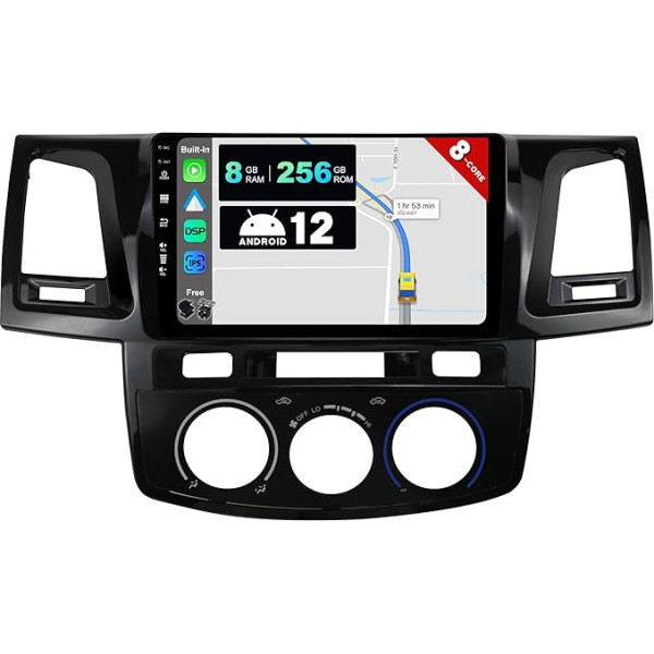 BXLIYER - [8G+256G, 8-Core] - Android 12 IPS Autoradio für Toyota Fortuner Hilux Revo Vigo (2008-2014) - Kabellos CarPlay/Android Auto - Kamera & MIC - 9 Zoll 2 Din - DAB SWC WiFi Fast-Boot 360-CAM