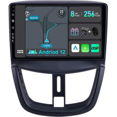 YUNTX [8GB + 256GB] Android 12 autoradio Peugeot 207 (2006-2015)-[Integrēts CarPlay/Android Car/DSP/GPS]-9 collu IPS Touch Screen CAM+MIC-DAB/Mirror Link/Bluetooth 5.0/AHD/360 Camera/WiFi/USB/4G