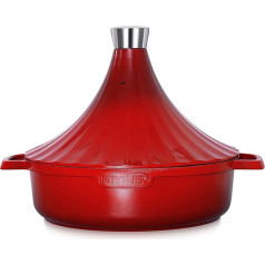 INTIGNIS Tagine Pot Moroccan - Oven-Safe Tajine Induction Vessel - Aluminium Non-Stick Tajin Pot - 28 cm - 4.43 Quart (Red)