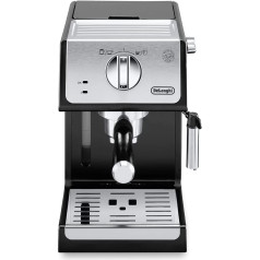 De'Longhi ECP 33.21 Espresso filtru automāts / Filtra turētājs ar alumīnija apdari / Piena putu sprausla / Filtra ieliktnis 1 vai 2 Espresso tasītēm / Piemērots arī podiem / Melns un sudrabs