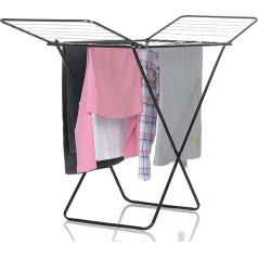 Posten Anker Hoffmanns Home and More Aluminium Clothes Airer Large Drying Area 18 m Folding Clothes Dryer for Bathroom or Balcony Wing Clothes Airer in Black