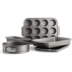 KitchenAid Aluminized Steel 5 Piece Bakeware Set, PFAS Free Non-Stick Coating, Oven Safe, Dishwasher Safe, Grey