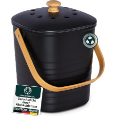 ZUKUNFTSENKEL Organic Kitchen Compost Bin Black 4L Odour-Proof with Filter