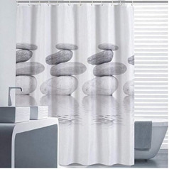 Goldbeing Grey Pebble Shower Curtain Устойчивая к плесени и водоотталкивающая штора для душа с 12 кольцами для штор