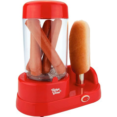 JOCCA – Hot-Dog-Maschine/ 6 Würstchen, mit Wassertank und Stahlstab zum Erhitzen des Brotes/ Leistung 350 W/ Beleben Sie Ihre Partys/ rote Farbe