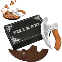 MYTHROJAN Viking tērauda picas cirvis autentisks viduslaiku picas griezējs vīriešiem cirvis Ulu Rocking Pizza Dāvanu nazis dāvanas vīriešiem