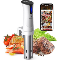 Sous Vide Garer, BLITZHOME SV-2209-1 Sous Vide Stick 1100W WiFi App Steuerung mit Präziser Temperatureinstellung 25℃ bis 92,5℃, Timer, leises Edelstahl Präzisions Tauchzirkulationsgerät, Rezepten