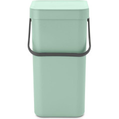 Brabantia - Sort & Go Abfallbehälter 12L - Mazākais atkritumu pārstrādes maisītājs - Tragegriff - Pflegeleicht - Auch für die Wandmontage Geeignet - Küchenmülleimer - Jade Green - 20 x 25 x 35 cm