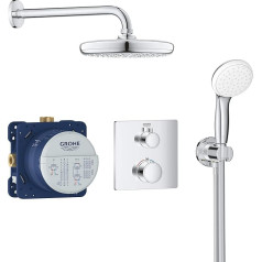 GROHE 34729000 shower system flush with squared design, Tempesta 210, 210 mm