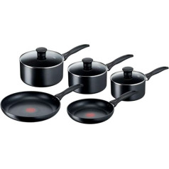 Tefal indukcijas neslīdošu trauku komplekts, 5 gabali, melns (G155S544)