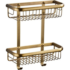 LIERSI Stūra grozs Vannas istabas dušas plaukts divkāršs ar 2 āķiem Solid Brass Brushed Bronze sienas organizatora turētājs Rustproof