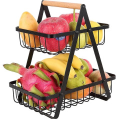 Accmuzzy Корзина для фруктов 2 уровня, подставка для фруктов, корзина для фруктов, большая чаша для фруктов, съемный держатель для фруктов, кухо