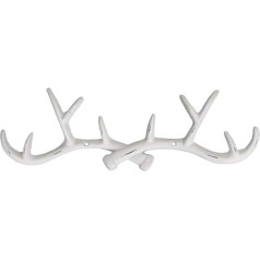 Macosa PO471327-000-101 Sienas āķis Antlers White Country House Antique Deer Metal 38 cm Coat Hook Clothes Hook Towel Hook Metal Hook Dekoratīvie āķi