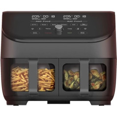 Instant Vortex Plus Double Basket with ClearCook – 7.6L Digital Hot Air Fryer, Black, 8-in-1 Smart Programmes – Frying, Baking, Roasting, Grilling, Dehydrating, Warming, XL Capacity, 1700W