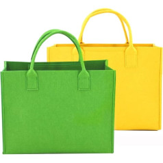 2 iepakojuma filca maisiņš, atkārtoti lietojams salokāms liels daudzfunkcionāls filca iepirkumu maisiņš, filca iepirkumu maisiņš, uzglabāšanai mājās, ceļošanai, āra pusdienām, zaļš