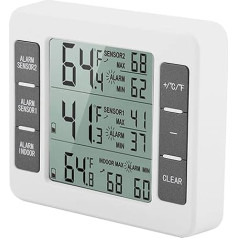 Bezvadu termometrs, bezvadu digitālais ledusskapja termometrs ar skaņas signālu un 2 sensoru Min/Max displeju