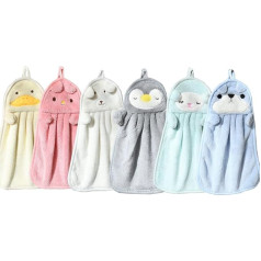 TRYTUTRY 6 iepakojumi Cute Kids dvieļi ar karājas Bowknot Soft Toddler Hanging Towels Absorbent Hanging Towels vannas istabai Virtuve Home