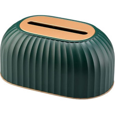 KENANLAN Box Tissue Box Striped Paper Box Living Room Plastic Tissue Box with Automatic Napkin Storage Box with Automatic Spring Stroke (Green + Gold)