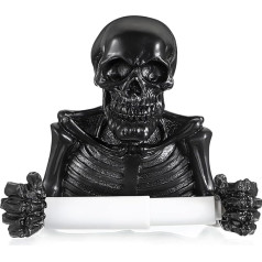 BSTKEY Resin Skull tualetes papīra turētājs dekorēšanai Sienas tualetes papīra turētājs Roll papīra turētājs vannas istabai Virtuve (melns)