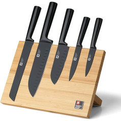 Richardson Sheffield NOX magnētiskais nažu komplekts ar 5 nažu komplektiem, naži, naži Santoku (1 x īss, 1 x garš), universālie naži, maizes naži, magnētiskais nažu komplekts, nažu turētājs, nažu magnēts