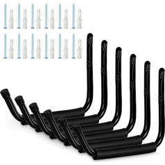 AOFOX Wall Hooks Ladder Hooks Heavy Duty 6 Pieces 38 cm Kayak Garage Hooks with Jumbo Arm Wall Mount Hanger for Ladder Canoe Surfboard Paddle Tools Chair (32 cm)