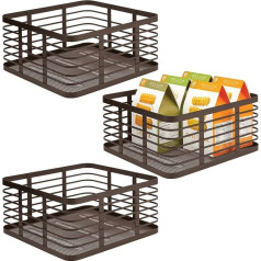 mDesign All Purpose Metal Wire Basket - Practical Storage Basket for Kitchen and Household - Compact and Universal Wire Basket - Set of 3 - Bronze