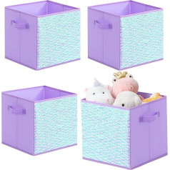 Oxford Fabric Reversible Sequin Storage Basket Cube Foldable Storage Box for Bedroom Kids Toys Pets Toys Clothes (Purple)