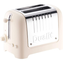 Dualit Lite 2 Slice Toaster - 1.1 kW Toasts 60 Slices Toast Per Hour - Polished with Edge in Canvas White - Function for Bagel & Defrost - Toaster Canvas White 36 mm Wide Slots