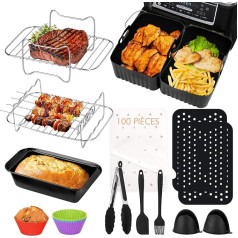 Espekoch 18-teiliges Zubehör für Luftfritteusen, für Dual Zone Luftfritteuse für Ninja Air Fryer Foodi Af400eu, Af300eu, Air Fryer, Silikon-Backplatte, Dampfgitter