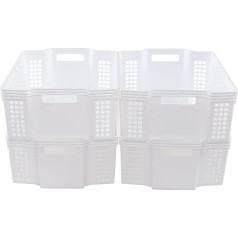 Mayish 4 x 14 Litre White Plastic Stackable Storage Basket