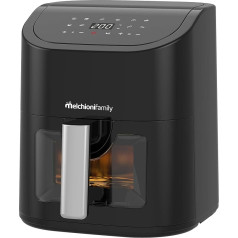 Melchioni Family Marianna Hot Air Fryer, 5.2 Litre Capacity, with Transparent Window and Digital Display, Air Fryer without Oil with 9 Programmes, 50-200 °C, Black