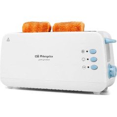 Orbegozo TO 4012 - Toaster mit großem Schlitz, Brötchenwärmer, 7 Toasterstufen, Auftaufunktion und Krümelschublade, 850 W, Weiß