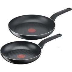 Tefal B55590 Easy Cook & Clean 2 daļu pannu komplekts | Sastāv no 24/28 cm pannas | Nepielipīgs pārklājums | Drošs | Siltumsignāls | Difūzijas pannas pamatne | Veselīga gatavošana | Melns