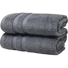 Dvieļu komplekts Towelogy® Luxe Towels 100% īpaši smalka kokvilna ar izcilu mīkstumu un uzsūktspēju Standarta izmēra viesnīcas kvalitātes vannas istabas dvieļu komplekts (antracīts, 2)