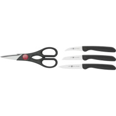 Zwilling 43967-200-0 Daudzfunkcionālas šķēres, melnas, 20 x 5 x 5 cm un 38115001 Dārzeņu nažu komplekts, 3 gabali, plastmasas, melns