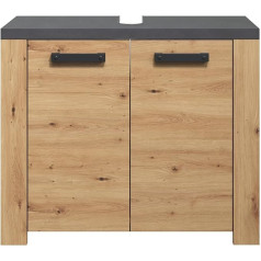 trendteam smart living - 2228301E2 Vanity Unit - Bathroom - Follow - Assembled Dimensions (W x H x D) 79 x 67 x 35 cm - Colour Artisan Oak with Matera