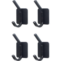 4 Packs Self Adhesive Hooks Stainless Steel Sticky Hooks Towel Coat Hooks Self Adhesive Door Hooks for Hanging in Bathroom Kitchen Bedroom (Black)