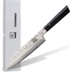 zayiko Kuro Damaskas nazis Santoku nazis 17 cm asmens izgatavots no 67 slāņiem ar VG-10 serdi I Damaskas virtuves nazis un profesionāls pavāra nazis, kas izgatavots no īsta japāņu damaskas tērauda ar Pakka koka rokturi