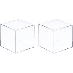 sourcing map 2 x Clear Acrylic Plastic Square Storage Box with Lid 2