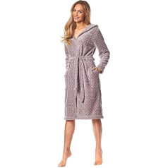 L&L - 9156 Long Luxury Toweling Sieviešu mīksts halāts ar garām piedurknēm, ļoti viegls, pilnā garumā, ar rāvējslēdzēju un kapuci, mājas mēteli sievietēm